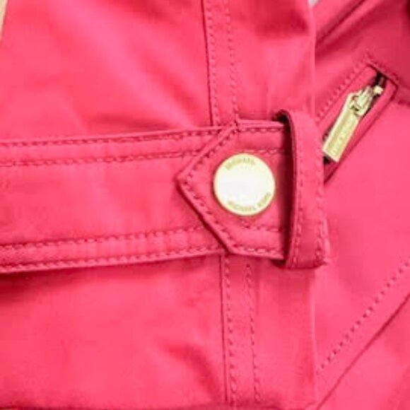 Michael Kors Red Belted Trench Coat Jacket Gold Zipper Hardware Women’s XL - Picture 5 of 13
